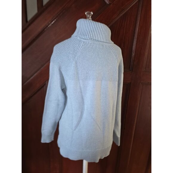 L.L.Bean Womens Light Blue Turtleneck Sweater M Cotton Blend Knit - Picture 2 of 7